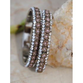 Floral Brown Ceramic  Diamond Bangles